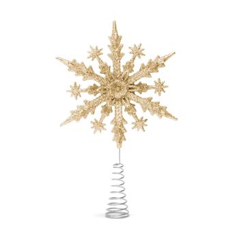 Ozdoba na špic vianočného stromu - snehová vločka - 22 x 15 cm - zlatá