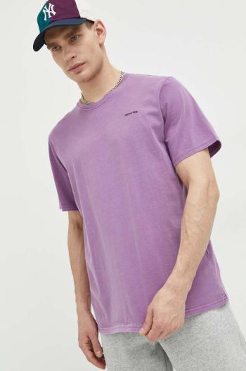 Bavlnené tričko Superdry fialová farba, jednofarebné