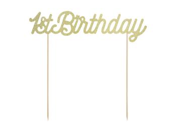 PartyDeco Zápich na tortu prvé narodeniny - 1st Birthday zlatý