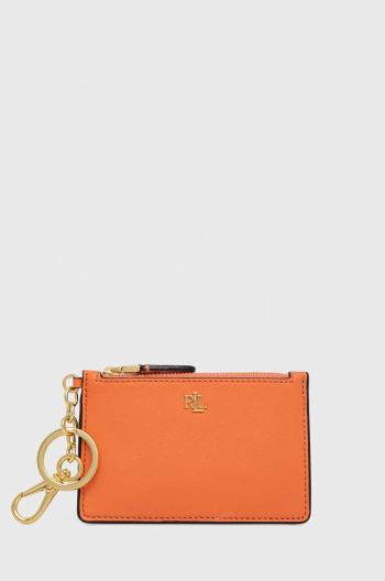 Kožená peňaženka Lauren Ralph Lauren dámsky, oranžová farba
