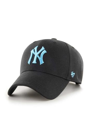 Bavlnená šiltovka 47brand MLB New York Yankees čierna farba, s nášivkou