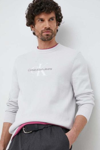 Bavlnený sveter Calvin Klein Jeans šedá farba