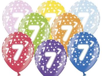 Silné balóny 30 cm metalický mix - narodeniny č. 7 - PartyDeco