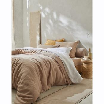 Blancheporte Jednofarebná posteľná bielizeň, zn. Colombine, zapratý ľan béžová napínacia plachta 90x190cm