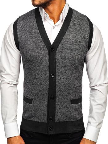 Čierna pánska pletená vesta Bolf 8133