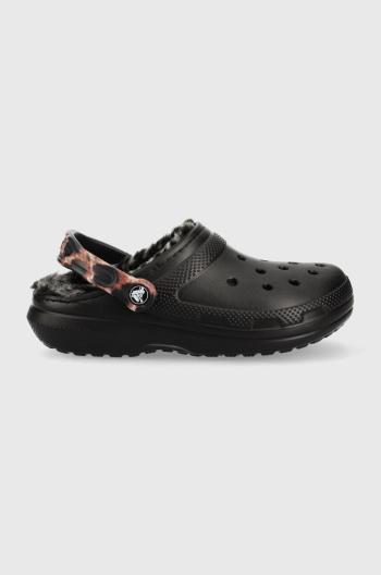 Papuče Crocs Classic Lined Animal Remix Clog čierna farba, 207842