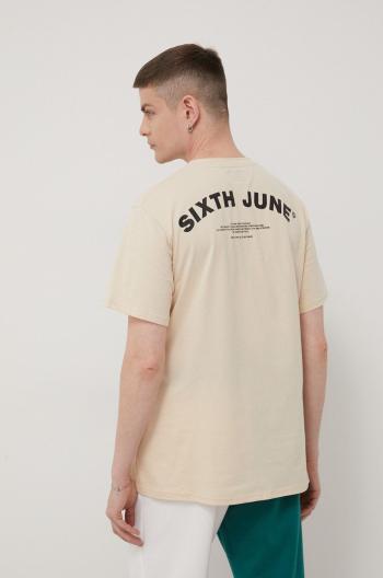 Bavlnené tričko Sixth June béžová farba, s potlačou