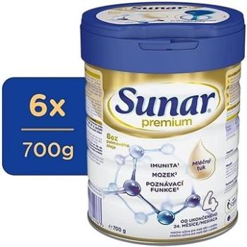 Sunar Premium 4 batoľacie mlieko, 6× 700 g (8592084417680) + ZDARMA Pexeso DINO