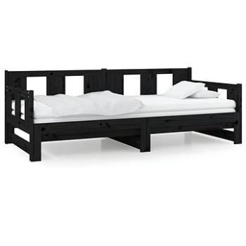 Výsuvná posteľ čierna masívna borovica 2× (90 × 190) cm, 820296