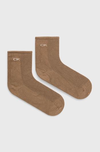 Ponožky Calvin Klein dámske, hnedá farba