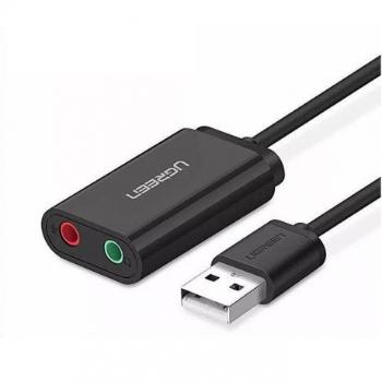 Ugreen US205 USB externá zvuková karta 15cm, čierna (30724)