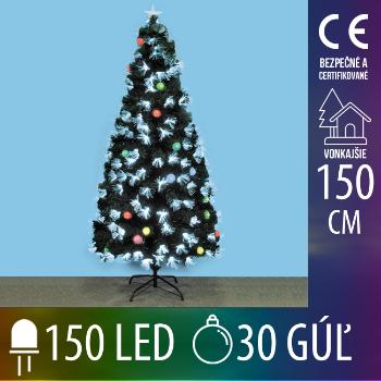 Umelý Vianočný stromček LED s optickými vláknami a EVA guľami - 150LED+30EVA gúľ - 150CM Multicolour
