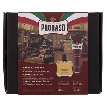 PRORASO Sandalwood Oil & Shea Butter Krém na holenie 150 ml + balzam po holení 100 ml Darčekové balenie