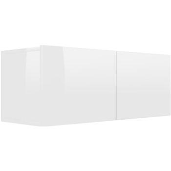 TV stolík biely s vysokým leskom 80 × 30 × 30 cm drevotrieska (801478)