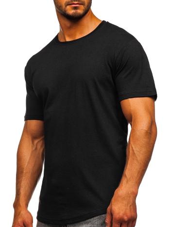 Čierne pánske tričko s dlhými rukávmi bez potlače Bolf 14290