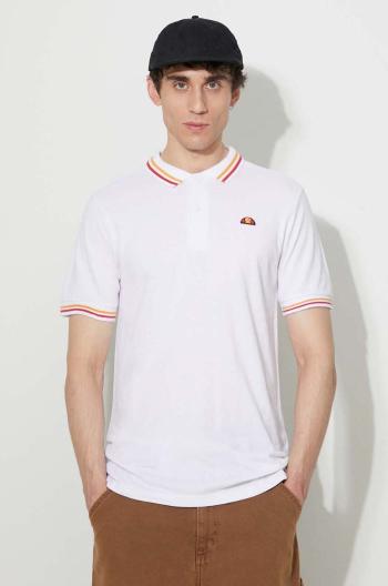 Bavlnené polo tričko Ellesse SHR18077-WHITE, biela farba, jednofarebné