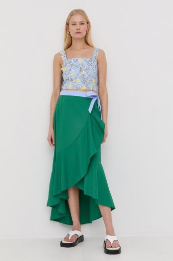 Bavlnená sukňa MAX&Co. zelená farba, midi, áčkový strih