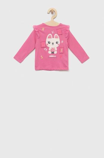 Detská bavlnená košeľa s dlhým rukávom zippy ružová farba,