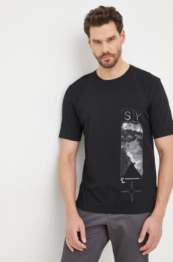 Bavlnené tričko Sisley čierna farba, s potlačou
