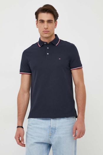 Polo tričko Tommy Hilfiger pánsky, tmavomodrá farba, vzorované