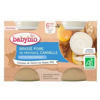 BABYBIO Brassé hruška a škorica 2 x 130 g