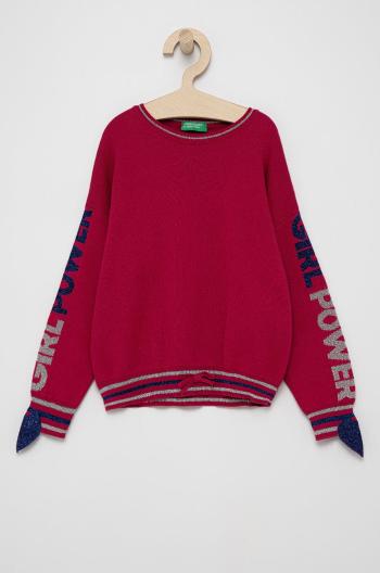 Detský sveter United Colors of Benetton ružová farba, ľahký
