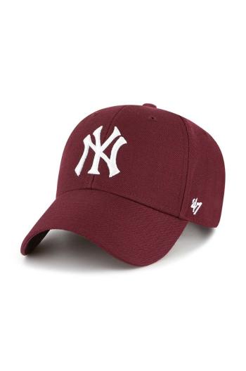 Šiltovka s prímesou vlny 47brand Mlb New York Yankees bordová farba, s nášivkou