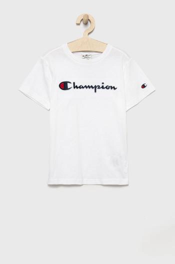 Detské bavlnené tričko Champion 305954 biela farba, jednofarebný