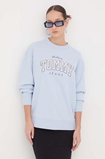 Bavlnená mikina Tommy Jeans dámska,s nášivkou,DW0DW17339