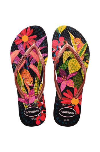 Žabky Havaianas SLIM TROPICAL dámske, na plochom podpätku, 4122111.1256