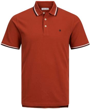 Jack&Jones Pánske polo tričko JJEPAULOS Slim Fit 12136668 Red Ochre M