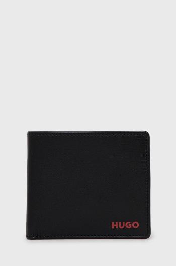 Kožená peňaženka HUGO pánsky, čierna farba