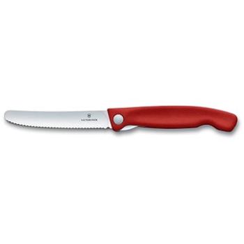Victorinox skladací desiatový nôž Swiss Classic, červený, vlnkované ostrie 11 cm (6.7831.FB)