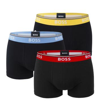 BOSS - boxerky 3PACK cotton stretch black with red & blue color waist - limitovaná fashion edícia (HUGO BOSS)-XXL (108-117 cm)