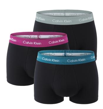 Calvin Klein - boxerky 3PACK cotton stretch black with green & gray waist - limitovaná edícia-M (81-86 cm)