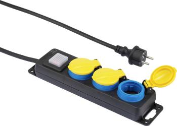 Renkforce 350E-CMB zásuvková lišta s vypínačom 3-násobný čierna, žltá, modrá DE schuko zástrčka/zásuvky 1 ks