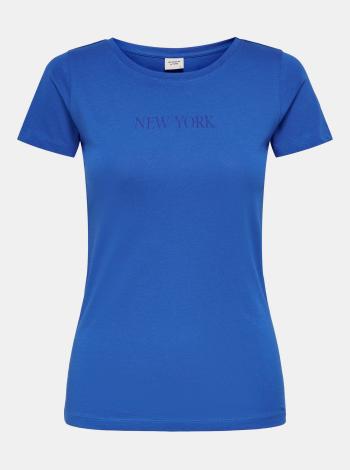 Modré tričko s nápisom Jacqueline de Yong Chicago