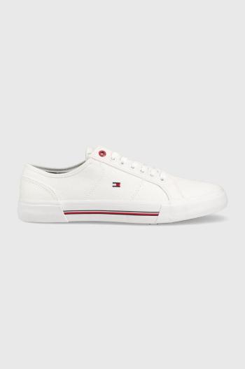 Tenisky Tommy Hilfiger CORE CORPORATE VULC CANVAS pánske, biela farba