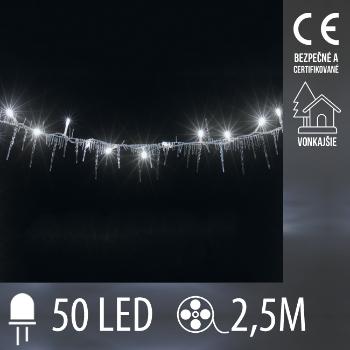 Vianočná LED svetelná reťaz vonkajšia - cencúľ - 50LED - 2,5M Studená biela