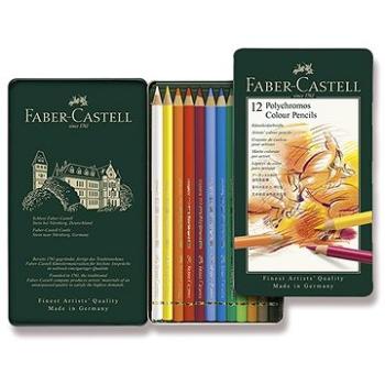 Pastelky Faber-Castell Polychromos v plechovej krabičke, 12 farieb (4005401100126)