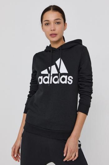 Mikina adidas GL0653 dámska, čierna farba, s potlačou