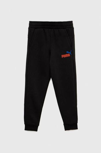 Detské tepláky Puma ESS+ 2 Col Logo Pants FL cl B čierna farba, s potlačou