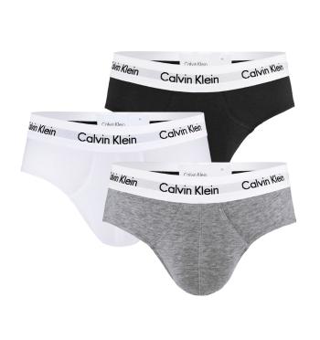 CALVIN KLEIN - 3PACK cotton stretch sivé, biele a čierne slipy -L (91-96 cm)