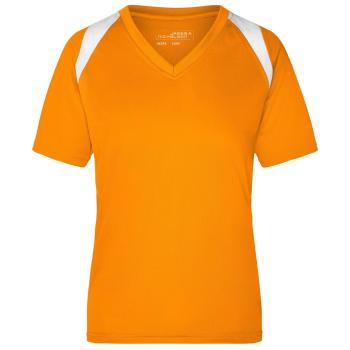 James & Nicholson Dámske bežecké tričko s krátkym rukávom JN396 - Oranžová / biela | L