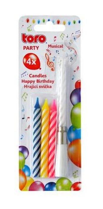 TORO Spievajúca tortová sviečka &quot;Happy Birthday&quot; + 4 sviečky