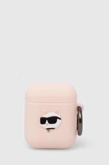 Puzdro na airpod Karl Lagerfeld AirPods 1/2 cover ružová farba