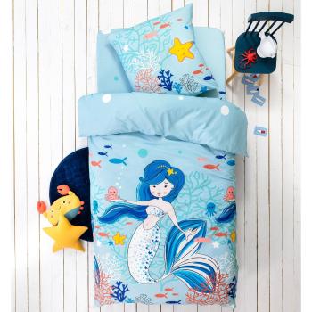 Blancheporte Detská posteľná bielizeň s motívom morskej víly Doris pre 1 osobu, bavlna blankytná modrá 70x90cm a 140x200cm(*)