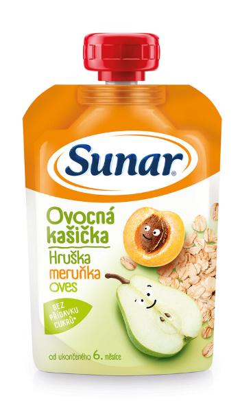 Sunar kašička hruška marhuľa ovsené vločky 120 g,SUNAR Kapsička Ovocná kašička hruška, marhul'a, ovsené vločky 120 g