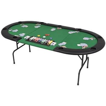 Skladací pokerový stôl pre 9 hráčov 3 diely oválny zelený