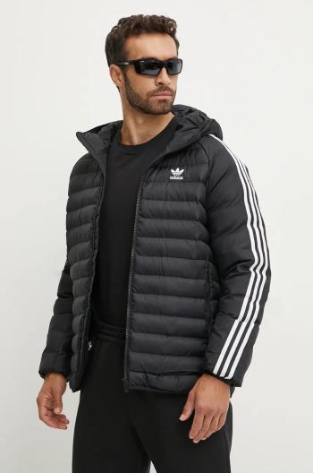 Bunda adidas Originals Pad Hooded Jacket pánska, čierna farba, zimná, IZ1842